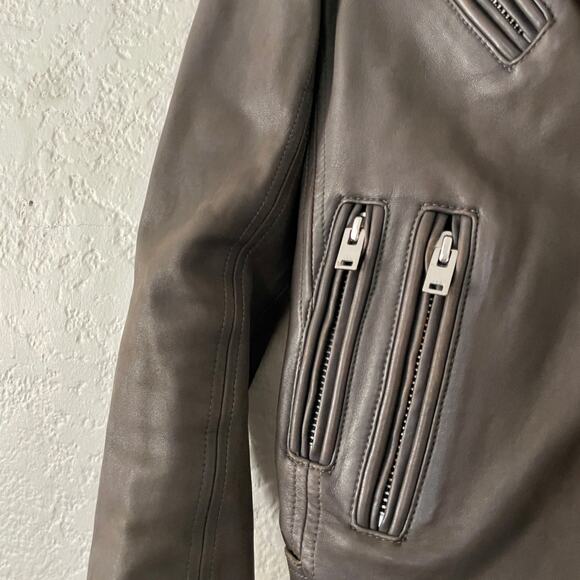 Iro Han Brown Leather Moto Biker Motorcycle Jacket size 36 size Small - Picture 4 of 13